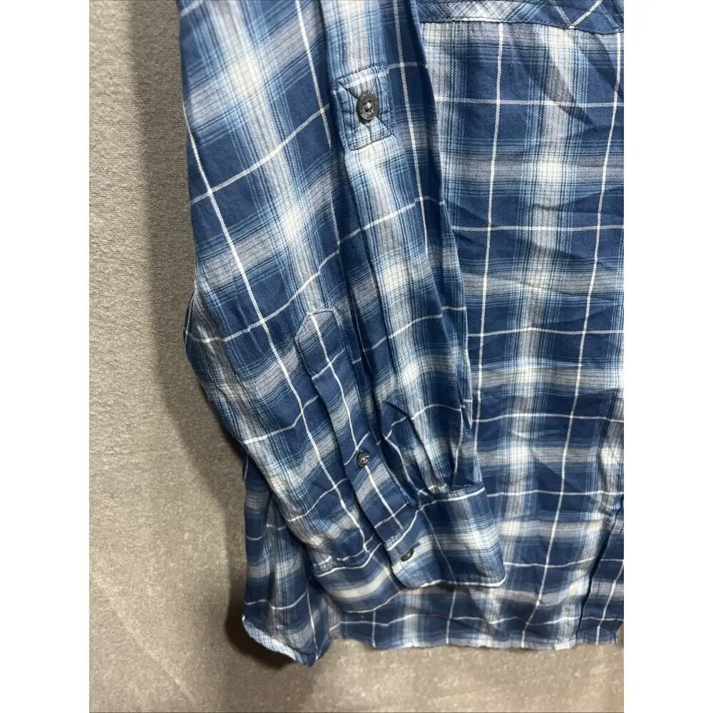 Lauren Ralph Lauren Black Label Plaid Cotton Twill Shirt Blue Womens Size 2X - Picture 9 of 14